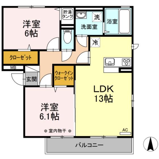 サザンディーズ A(2LDK/2階)の間取り写真