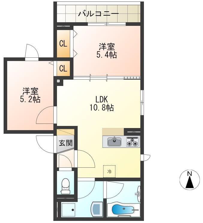 セジュール本町(2LDK/3階)の間取り写真