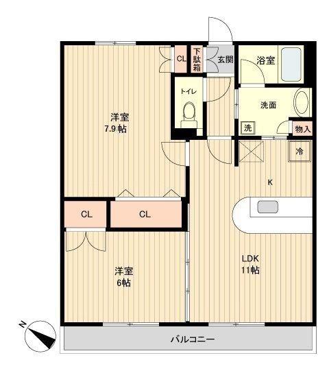 S-FORT榴岡公園(2LDK/13階)の間取り写真