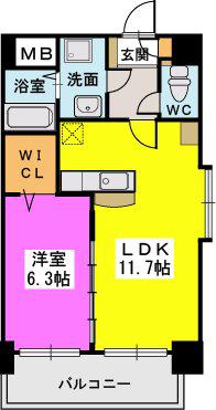 プレジデント正弥久留米駅前(1LDK/2階)の間取り写真