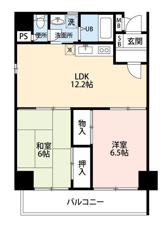 シャルマン鶴見市場(2LDK/7階)の間取り写真