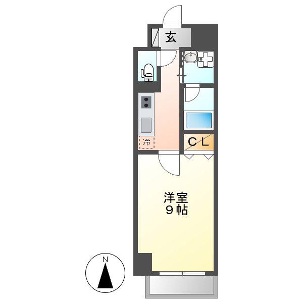 プランドール浅間町(1K/10階)の間取り写真
