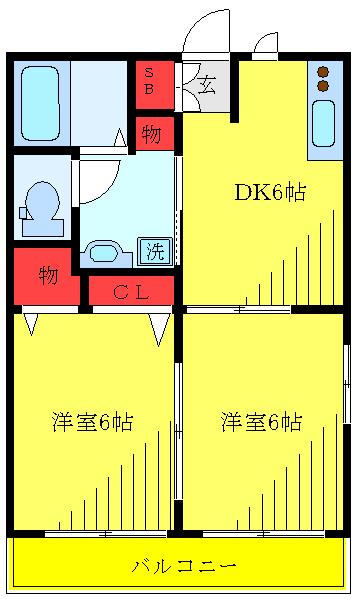 セピアコートII(2DK/2階)の間取り写真