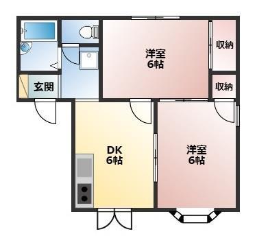 レジデンス京町(2DK/2階)の間取り写真