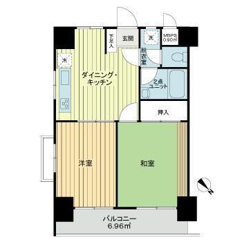ハイネス巣鴨(2DK/5階)の間取り写真