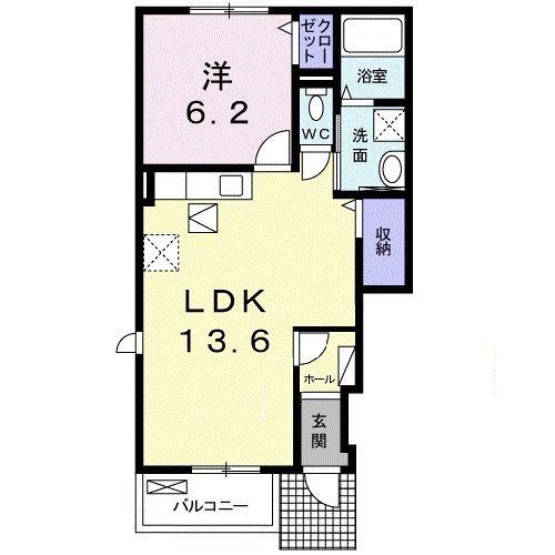 ボヌール・メゾンA(1LDK/1階)の間取り写真