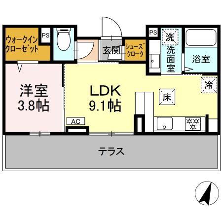 ミニョンサンクチノ(1LDK/1階)の間取り写真