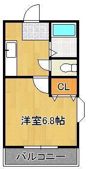 CRESCENT SENBO(1K/2階)の間取り写真