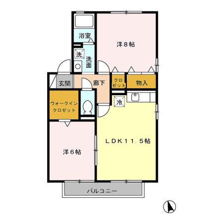 UNIT・8 AB(2LDK/2階)の間取り写真