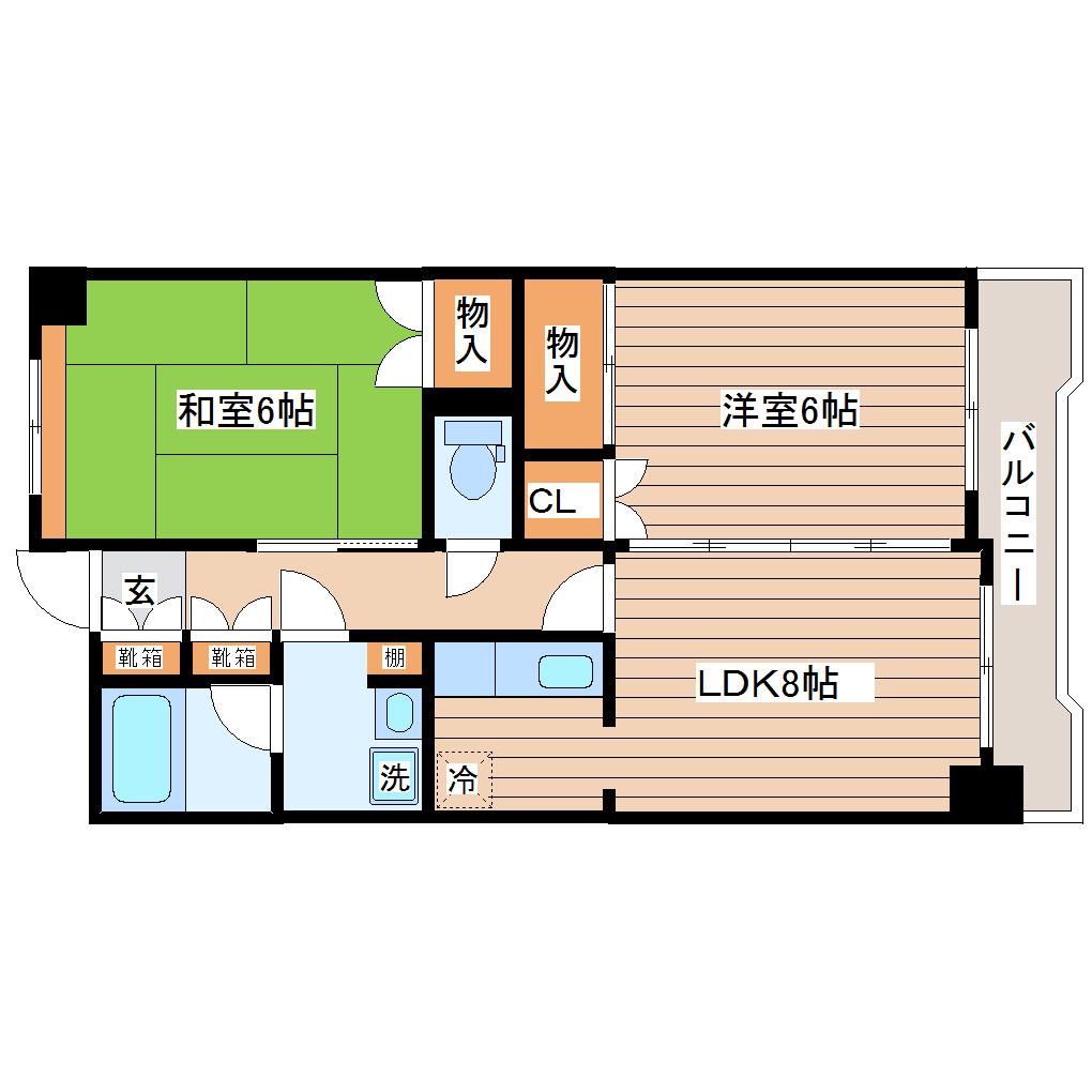 長町南424ビル(2LDK/4階)の間取り写真
