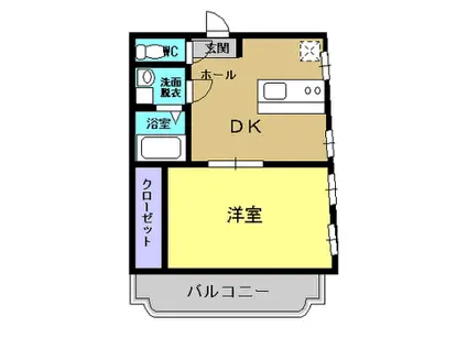 ラフォーレマロニエ(1DK/2階)の間取り写真