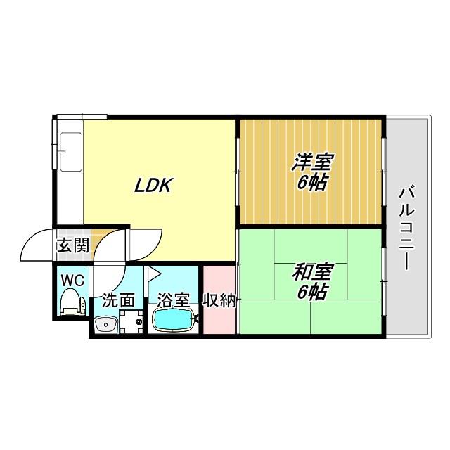 ウィステリア長居西(2LDK/1階)の間取り写真