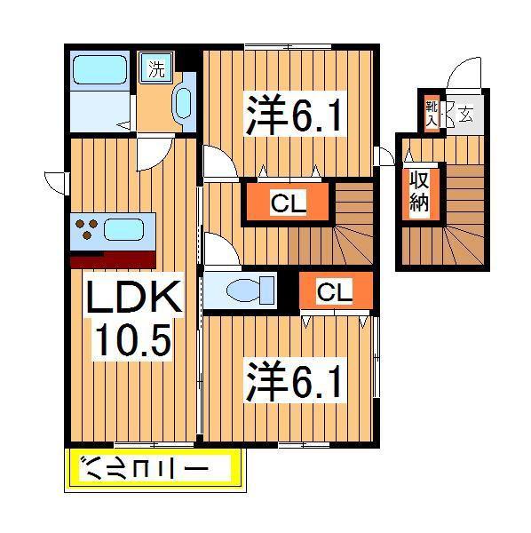 D-COURT西初石Ⅲ(2LDK/2階)の間取り写真