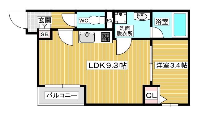 ヴェルジュ福町グランスイート(1LDK/2階)の間取り写真