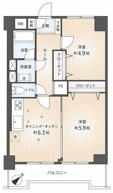 上十条ダイヤモンドマンション(2DK/4階)の間取り写真