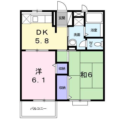 CHERRY STREETI(2DK/2階)の間取り写真