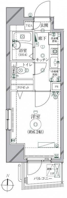 リクレイシア西麻布I番館(1K/2階)の間取り写真