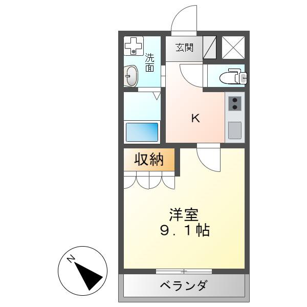 シャルマンカトレア(1K/2階)の間取り写真