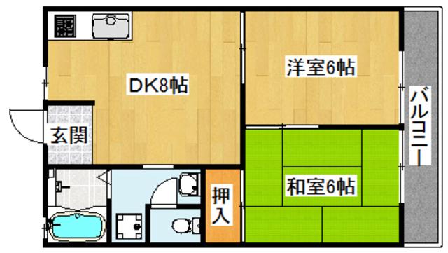 ハイツAYA(2LDK/1階)の間取り写真