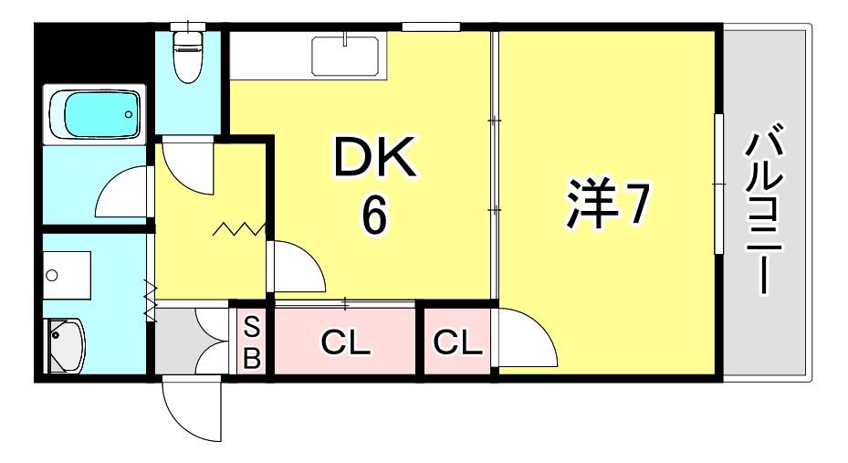 柳川ビル(1DK/3階)の間取り写真