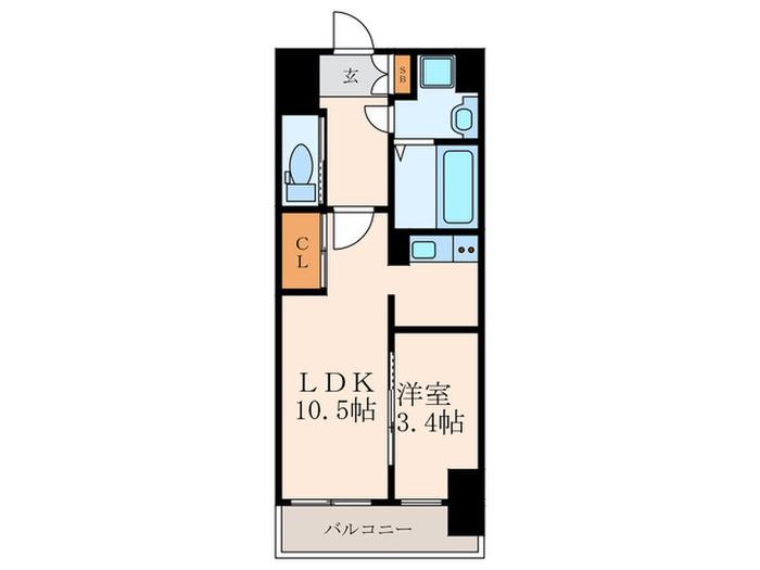 若富士町マンション(1LDK/4階)の間取り写真