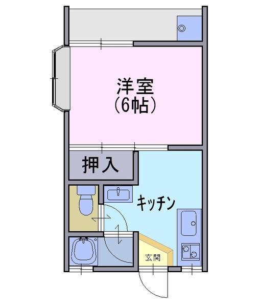 ハイツ堀ノ内(1K/1階)の間取り写真