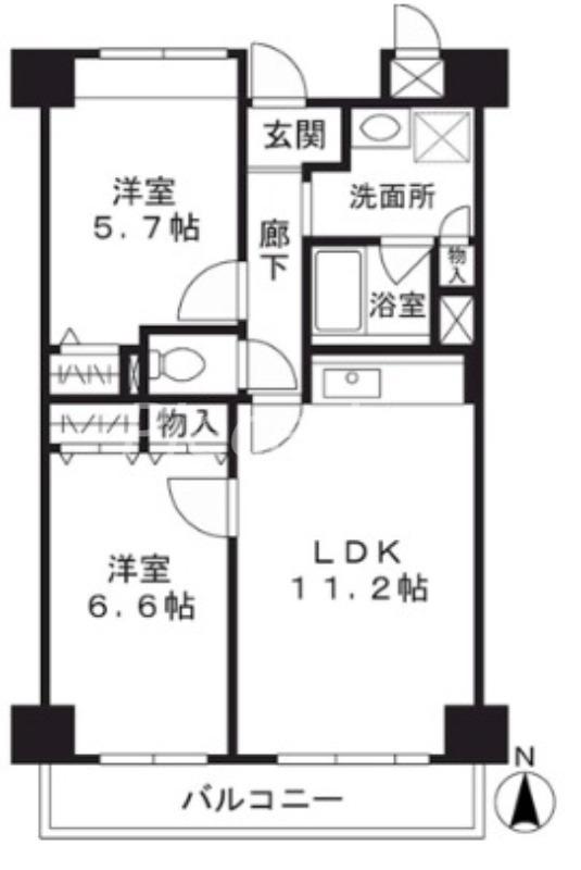 セレンディップ鷺洲(2LDK/4階)の間取り写真