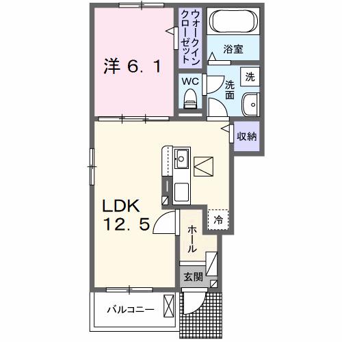 プロムナード北泉(1LDK/1階)の間取り写真