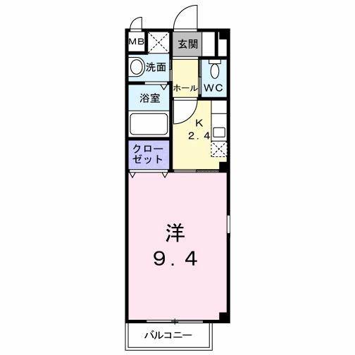 カレント上吉田IA(1K/2階)の間取り写真