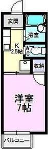 ドミール諸ノ木(1K/2階)の間取り写真