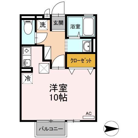 サンクレール沙羅(ワンルーム/1階)の間取り写真