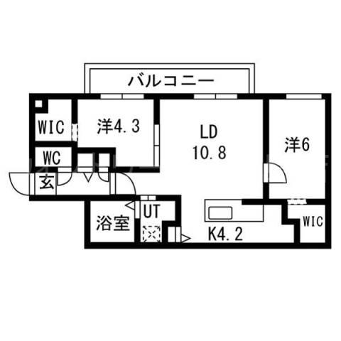 ALPHA GARDEN 豊平(2LDK/3階)の間取り写真