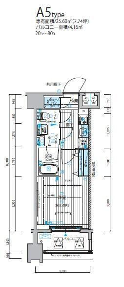 メインステージ錦糸町IX(1K/3階)の間取り写真