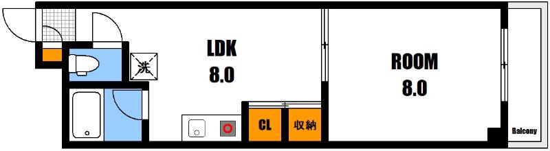 ベータビル(1LDK/4階)の間取り写真