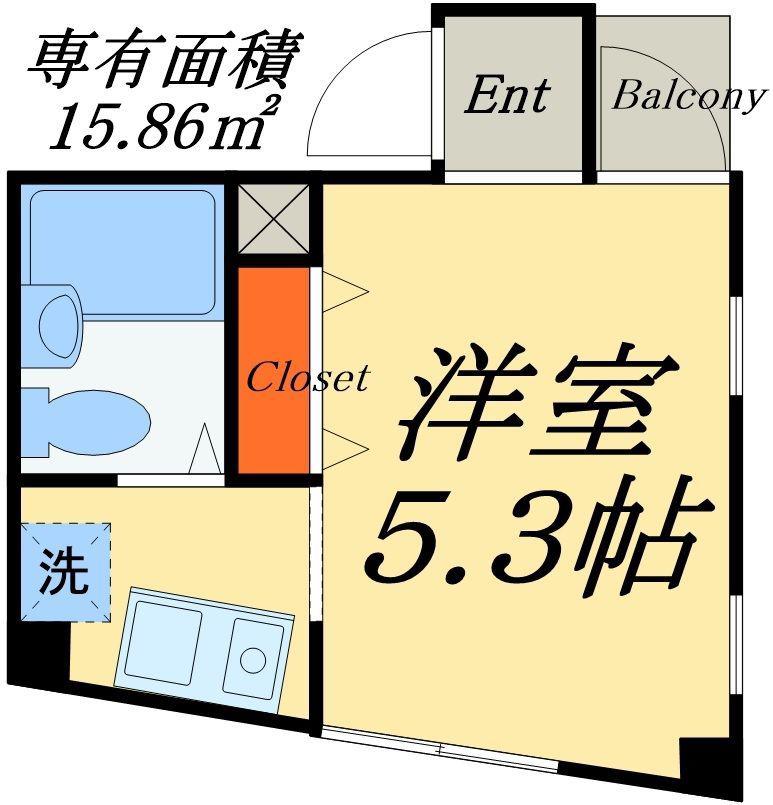 シャンテ松が谷(1K/2階)の間取り写真