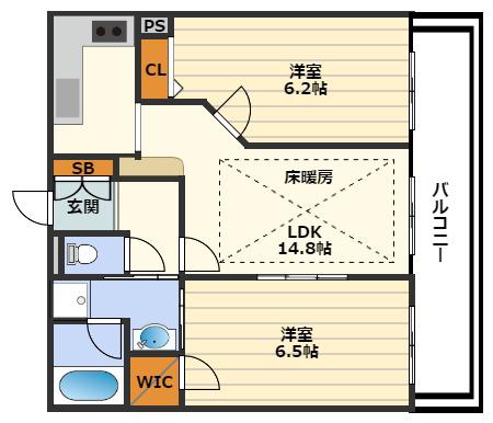 エステムプラザ梅田 茶屋町IIエアパークス(2LDK/9階)の間取り写真