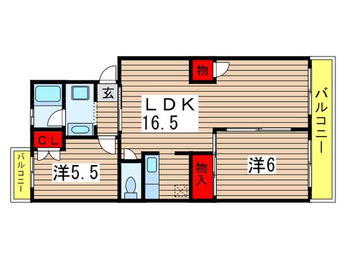 園生カキナカマンション(2LDK/1階)の間取り写真
