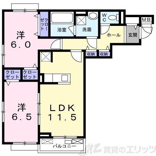 エフ ヒルサイドテラス(2LDK/3階)の間取り写真