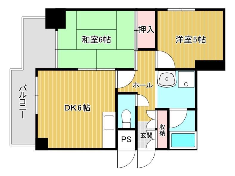 弁天マンション(2DK/2階)の間取り写真