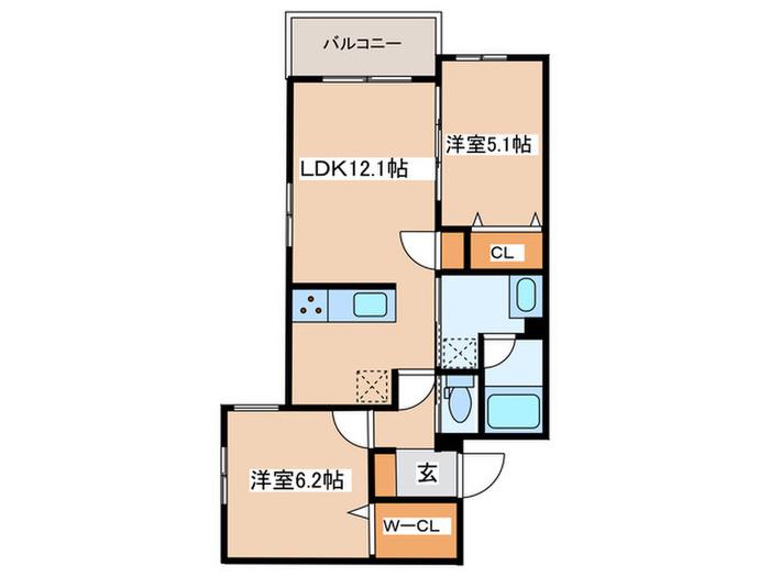 アニバーサリー由比ケ浜(2LDK/2階)の間取り写真