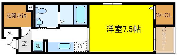 エクロール(1K/2階)の間取り写真