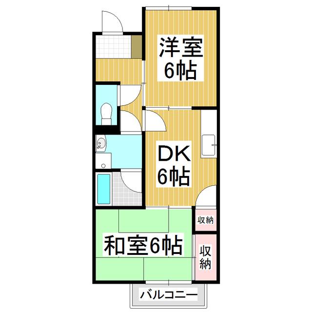 リバティーハイツA(2DK/1階)の間取り写真