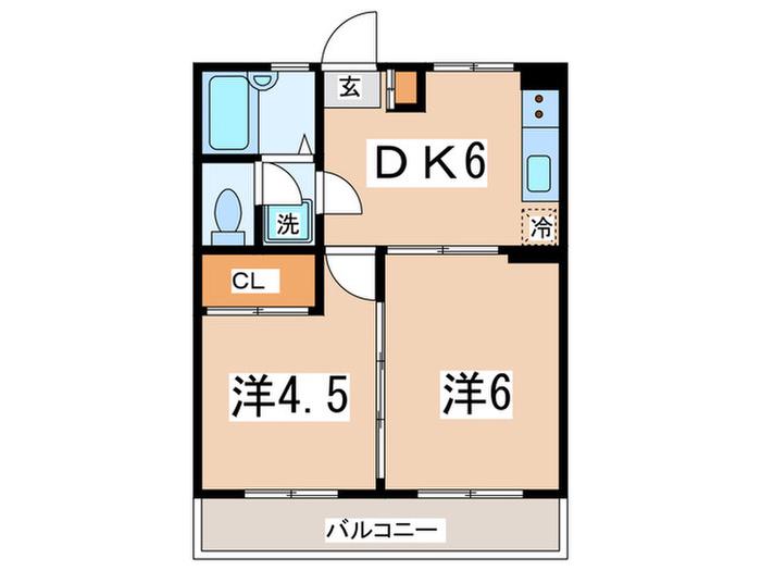 西山第11ビル(2DK/2階)の間取り写真