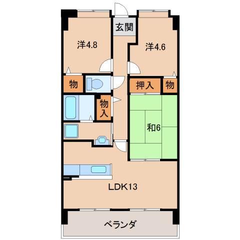 グランディール山十(3LDK/6階)の間取り写真
