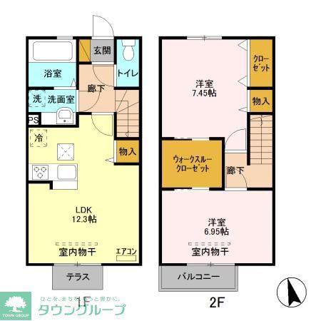舘の杜 エトワール(2LDK/1階)の間取り写真