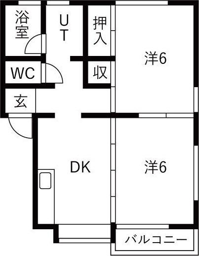 フロイデン(2DK/2階)の間取り写真