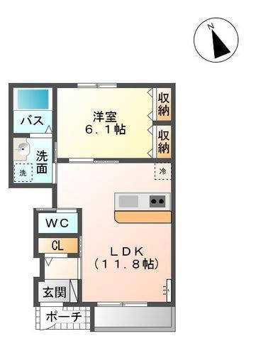 グロリアスHIRO(1LDK/1階)の間取り写真