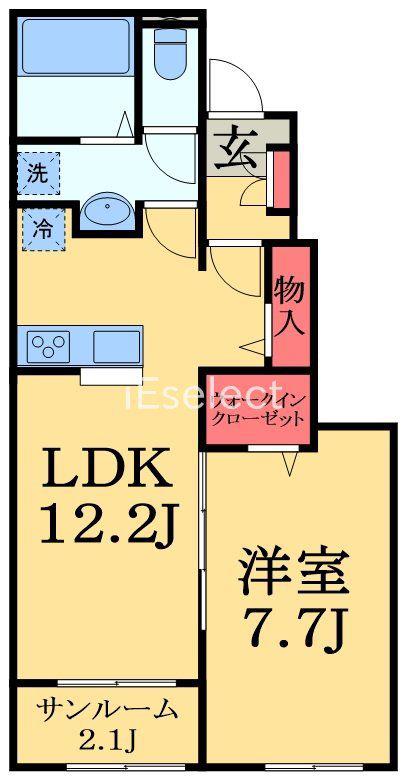 クレールB(1LDK/1階)の間取り写真