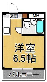 エクセルマンション西宮今津(ワンルーム/1階)の間取り写真