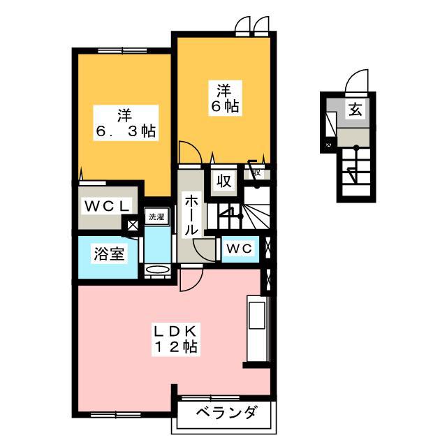 サンロード A(2LDK/2階)の間取り写真